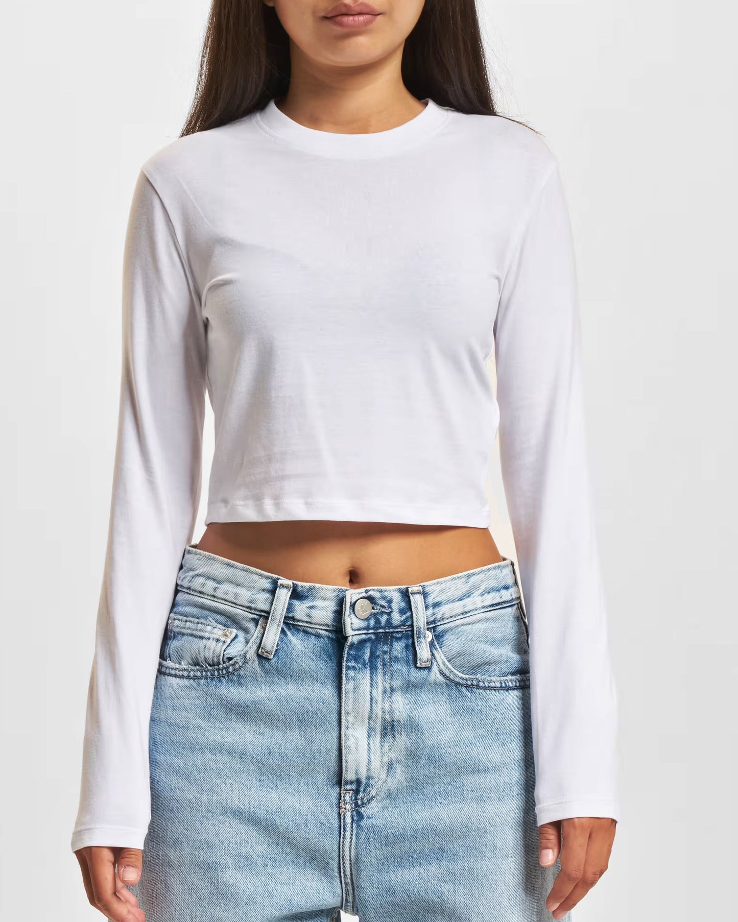 Basic Long Sleeve Cropped T-shirts